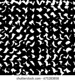 Vector tie dye seamless pattern. Hand drawn shibori print. Ink textured japanese background. Modern batik wallpaper tile. Watercolor endless backdrop. Black and white monochrome swimwear.