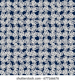 Vector tie dye seamless pattern. Hand drawn shibori print. Ink textured japanese background. Modern batik wallpaper tile. Watercolor indigo endless backdrop.