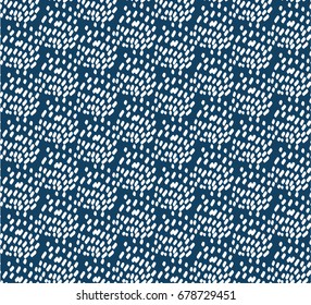 Vector tie dye seamless pattern. Hand drawn shibori print. Ink textured japanese background. Modern batik wallpaper tile. Watercolor indigo endless backdrop.