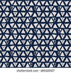 Vector tie dye seamless pattern. Hand drawn shibori print. Ink textured japanese background. Modern batik wallpaper tile. Watercolor indigo endless backdrop.