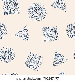 Vector tie dye seamless pattern. Hand drawn shibori print. Ink textured japanese background. Modern batik wallpaper tile. Watercolor indigo endless backdrop. Blue and white watercolour design.