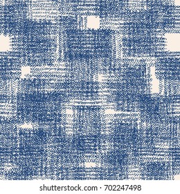 Vector tie dye seamless pattern. Hand drawn shibori print. Ink textured japanese background. Modern batik wallpaper tile. Watercolor indigo endless backdrop. Blue and white watercolour design.