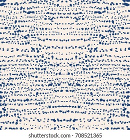 Vector tie dye seamless pattern. Hand drawn shibori print. Ink textured japanese background. Modern batik wallpaper tile. Watercolor indigo endless backdrop. Blue and white watercolour design.