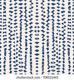 Vector tie dye seamless pattern. Hand drawn shibori print. Ink textured japanese background. Modern batik wallpaper tile. Watercolor indigo endless backdrop. Blue and white watercolour design.