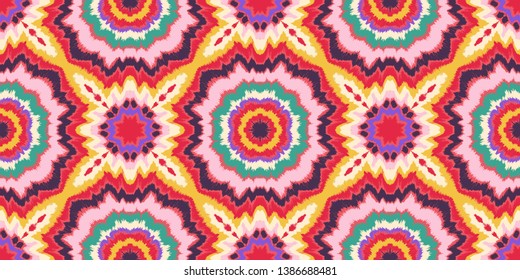Vector tie dye shibori print. Seamless hand drawn pattern. Ink textured japanese background. Modern batik, wallpaper, tile. Watercolor endless backdrop.