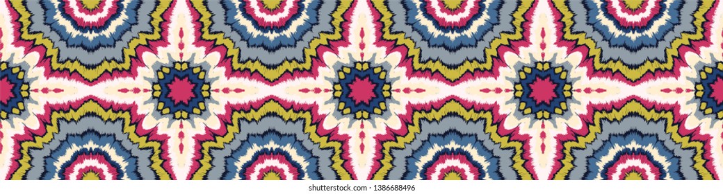 Vector tie dye shibori print. Seamless hand drawn pattern. Ink textured japanese background. Modern batik, wallpaper, tile. Watercolor endless backdrop.