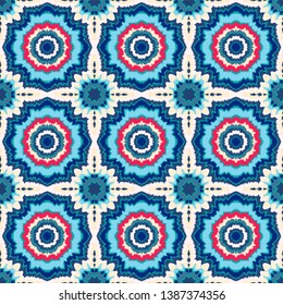 Vector tie dye shibori print. Seamless hand drawn pattern. Ink textured japanese background. Modern batik, wallpaper, tile. Watercolor endless backdrop.