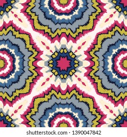 Vector tie dye shibori print. Seamless hand drawn pattern. Ink textured japanese background. Modern batik, wallpaper, tile. Watercolor endless backdrop.