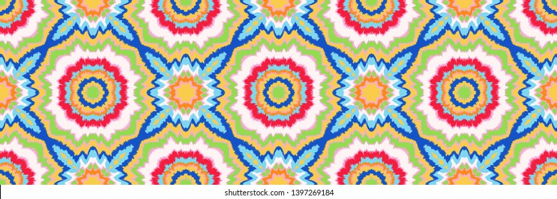 Vector tie dye shibori print. Seamless hand drawn pattern. Ink textured japanese background. Modern batik, wallpaper, tile. Watercolor endless backdrop.