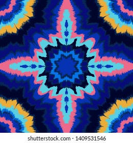 Vector tie dye shibori print. Seamless hand drawn pattern. Ink textured japanese background. Modern batik, wallpaper, tile. Watercolor endless backdrop.