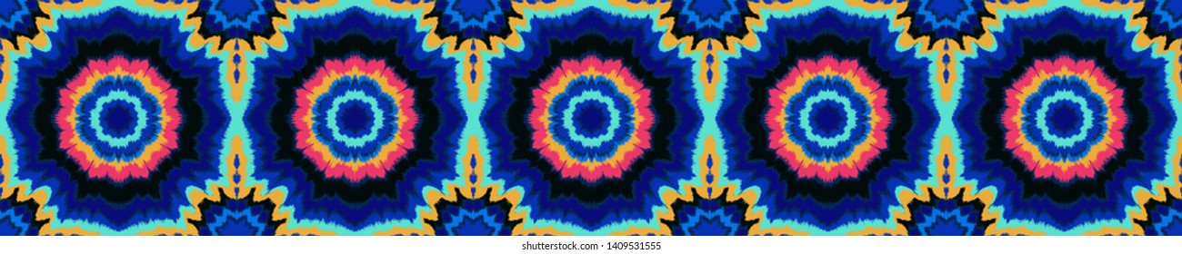Vector tie dye shibori print. Seamless hand drawn pattern. Ink textured japanese background. Modern batik, wallpaper, tile. Watercolor endless backdrop.