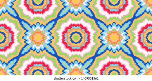 Vector tie dye shibori print. Seamless hand drawn pattern. Ink textured japanese background. Modern batik, wallpaper, tile. Watercolor endless backdrop.