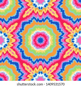 Vector tie dye shibori print. Seamless hand drawn pattern. Ink textured japanese background. Modern batik, wallpaper, tile. Watercolor endless backdrop.