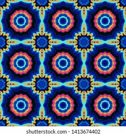 Vector tie dye shibori print. Seamless hand drawn pattern. Ink textured japanese background. Modern batik, wallpaper, tile. Watercolor endless backdrop