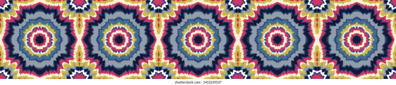 Vector tie dye shibori print. Seamless hand drawn pattern. Ink textured japanese background. Modern batik, wallpaper, tile. Watercolor endless backdrop
