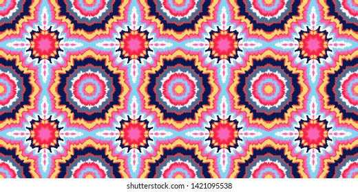 Vector tie dye shibori print. Seamless hand drawn pattern. Ink textured japanese background. Modern batik, wallpaper, tile. Watercolor endless backdrop