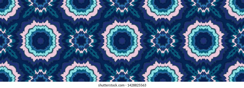 Vector tie dye shibori print. Seamless hand drawn pattern. Ink textured japanese background. Modern batik, wallpaper, tile. Watercolor endless backdrop