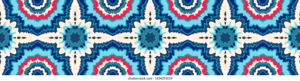 Vector tie dye shibori print. Seamless hand drawn pattern. Ink textured japanese background. Modern batik, wallpaper, tile. Watercolor endless backdrop.
