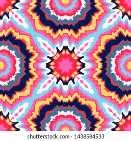 Vector tie dye shibori print. Seamless hand drawn pattern. Ink textured japanese background. Modern batik, wallpaper, tile. Watercolor endless backdrop.
