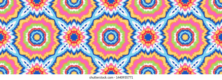 Vector tie dye shibori print. Seamless hand drawn pattern. Ink textured japanese background. Modern batik, wallpaper, tile. Watercolor endless backdrop.