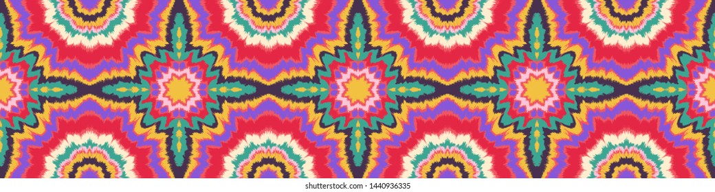 Vector tie dye shibori print. Seamless hand drawn pattern. Ink textured japanese background. Modern batik, wallpaper, tile. Watercolor endless backdrop.
