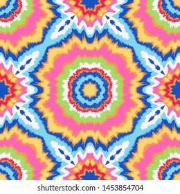 Vector tie dye shibori print. Seamless hand drawn pattern. Ink textured japanese background. Modern batik, wallpaper, tile. Watercolor endless backdrop.