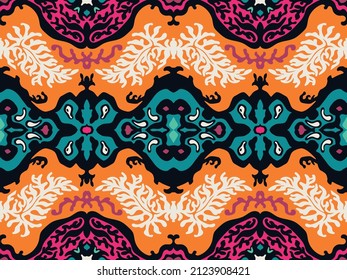 Vector tie dye shibori print. Seamless hand drawn pattern. Ink textured japanese background. Modern batik wallpaper tile. Watercolor endless backdrop.