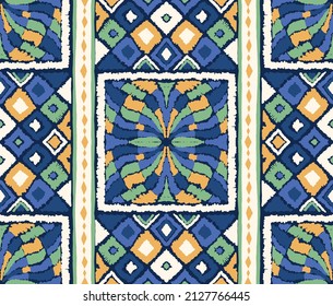 Vector tie dye shibori print. Seamless hand drawn pattern. Ink textured japanese background. Modern batik wallpaper tile. Watercolor endless backdrop.