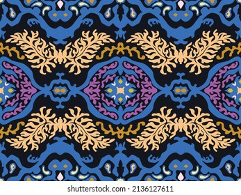 Vector tie dye shibori print. Seamless hand drawn pattern. Ink textured japanese background. Modern batik wallpaper tile. Watercolor endless backdrop.