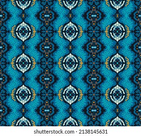 Vector tie dye shibori print. Seamless hand drawn pattern. Ink textured japanese background. Modern batik wallpaper tile. Watercolor endless backdrop.