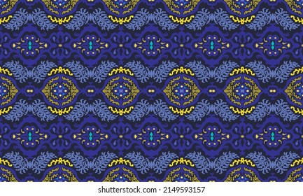 Farbstoff Shibori-Schriftzeichen aus Vektorband. Nahtlose, handgezeichnete Muster. Tintenfisch strukturierter japanischer Hintergrund. Moderne Batik-Tapete. Aquarellfarben, unendlicher Hintergrund.