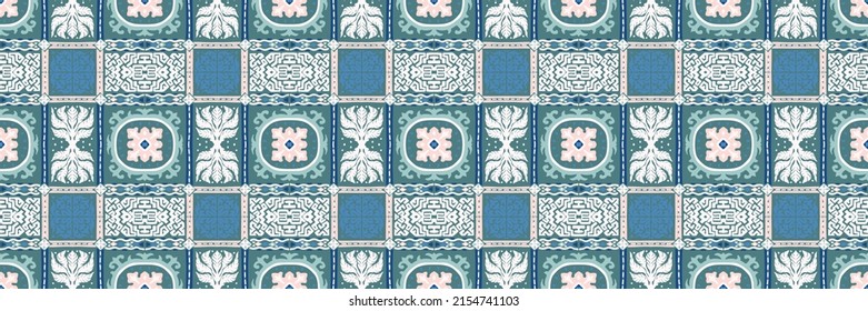 Farbstoff Shibori-Schriftzeichen aus Vektorband. Nahtlose, handgezeichnete Muster. Tintenfisch strukturierter japanischer Hintergrund. Moderne Batik-Tapete. Aquarellfarben, unendlicher Hintergrund.