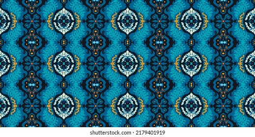 Vector tie dye shibori print. Seamless hand drawn pattern. Ink textured japanese background. Modern batik wallpaper tile. Watercolor endless backdrop.