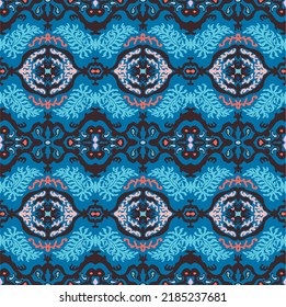 Vector tie dye shibori print. Seamless hand drawn pattern. Ink textured japanese background. Modern batik wallpaper tile. Watercolor endless backdrop.