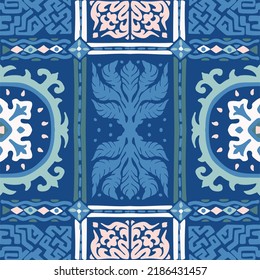 Farbstoff Shibori-Schriftzeichen aus Vektorband. Nahtlose, handgezeichnete Muster. Tintenfisch strukturierter japanischer Hintergrund. Moderne Batik-Tapete. Aquarellfarben, unendlicher Hintergrund.