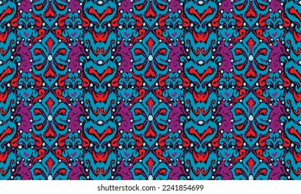 Vector tie dye shibori print. Seamless hand drawn pattern. Ink textured japanese background. Modern batik wallpaper tile. Watercolor endless backdrop.