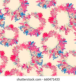 Vector tie dye shibori print. Seamless hand drawn pattern. Ink textured japanese background. Modern batik wallpaper tile. Watercolor endless backdrop.