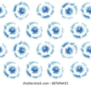 Vector tie dye shibori print. Seamless hand drawn pattern. Ink textured japanese background. Modern batik wallpaper tile. Watercolor endless backdrop.