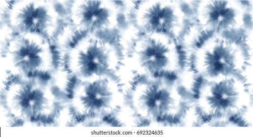 Farbstoff Shibori-Schriftzeichen aus Vektorband. Nahtlose handgezeichnete Muster. Tintenfisch strukturierter japanischer Hintergrund. Moderne Batik-Tapete. Aquarellfarben, unendlicher Hintergrund.
