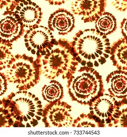 Vector tie dye shibori print. Seamless hand drawn pattern. Ink textured japanese background. Modern batik wallpaper tile. Watercolor endless backdrop.