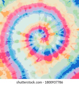 Vector Tie Dye Spiral. Fantasy Effect. Swirled Tie Dye Pattern. Abstract Dyed Fabric. Beautiful Hand Drawn Texture. Floral Fashion Bohemian Pattern. Organic Aquarelle Bohemian Painting.