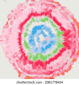 Vector Tie Dye Spiral. Trendy Spiral Bohemian Pattern. Swirled Tie Dye Pattern. Abstract Dyed Fabric. Floral Acrylic Texture. Fantasy Fabric. Beautiful Watercolor Bohemian Painting.