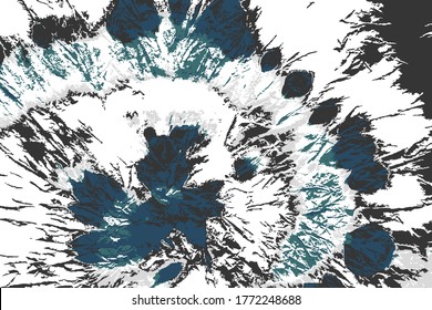 Vector Tie Dye Swirl. Artistic Print. Indigo Boho Rug. Hippie Fabric. Washed Effect. Grey Blue Japanese Background. Bohemian Art. Indigo Shirt Print.