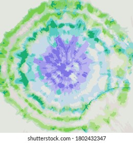 Vector Tie Dye Swirl. Organic Artistic Bohemian Texture. Trendy Tie Dye Spiral Art. Abstract Dyed Fabric. Floral Spiral Print. Trendy Acrylic Bohemian Painting. Aquarelle Texture.