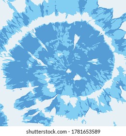 Vector Tie Dye Texture. Bohemian Flower. Turquoise Textile Dying. Blue Watercolor Image. Indigo Tye Dye Texture. Blue Tie Dye Vector.