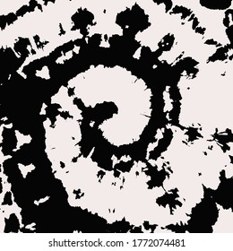 Vector Tie Dye Texture. Psychedelic Swirl. White Washed Effect. Dark Hand Painted Acrylic. White Tie Dye Designs. White Vector Tie Dye Design. Black Artistic Spiral.