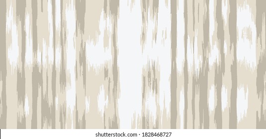 Vector tie dyed fabric of beige, cream, ecru  color on white cotton. Hand painted fabrics. Shibori dyeing with abstract folk striped motif  textured background. Seamless Pattern.
