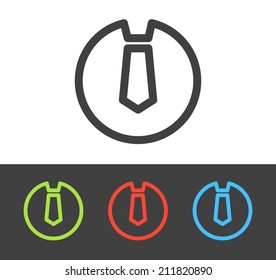 Vector tie icon set, line and flat design