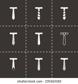 Vector tie icon set on black background