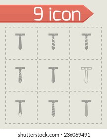 Vector tie icon set on grey background